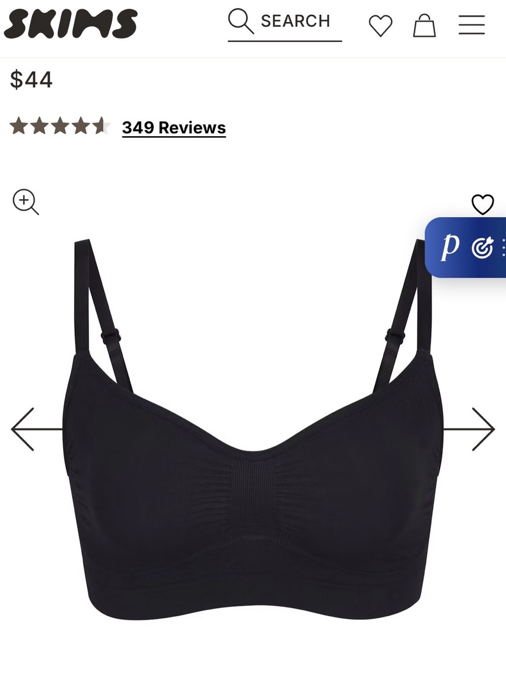 SKIMS Black Seamless Stretch Bralette and High Waisted Brief